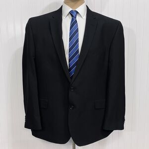 KENNETH COLE Blazer Mens 50 Solid Black Sport Coat Formal Wear Suit Jacket 50R